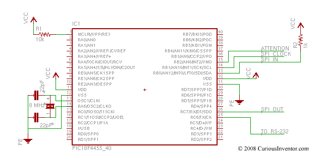 schematic ps2 to PIC18f4550